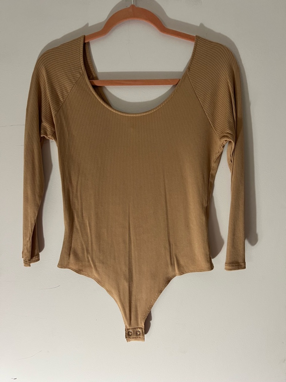Banana Republic Women’s Ribbed Long-Sleeve Bodysuit in Tan